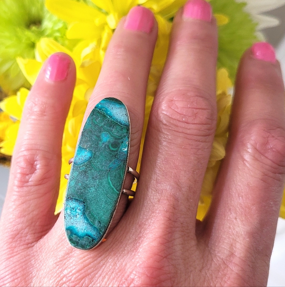 🩵Chrysocolla Malachite Sterling Silver Ring